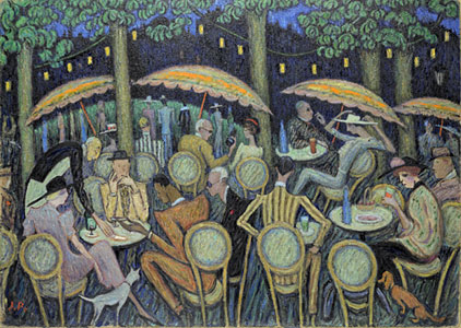 <em>La Terrasse du Scossa, Paris</em>, 1936<br />
Huile sur carton<br />
106 x 75 cm<br />
Paris, Fondation Albert Gleizes