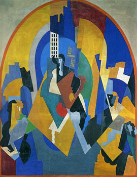 <em>Peinture pour une gare (Moscou)</em>, 1920<br />
Huile sur toile<br />
357 x 276 cm<br />
Musée de Grenoble