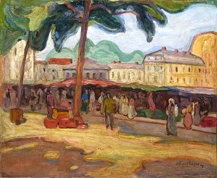 Jour de marché à Bagnères-de-Bigorre<em>, 1908<br />
</em>Huile sur toile<br />
60 x 73 cm<br />
Lyon, musée des Beaux-Arts <br />
Photo Alain Basset<br />